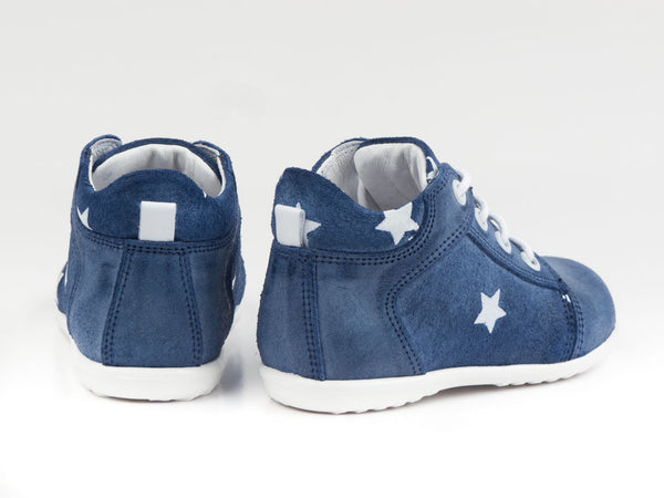 Emel Blue/White Stars Print Suede Lace Up Casual Shoes (e2369)