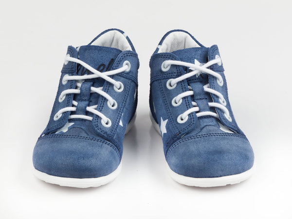 Emel Blue/White Stars Print Suede Lace Up Casual Shoes (e2369)