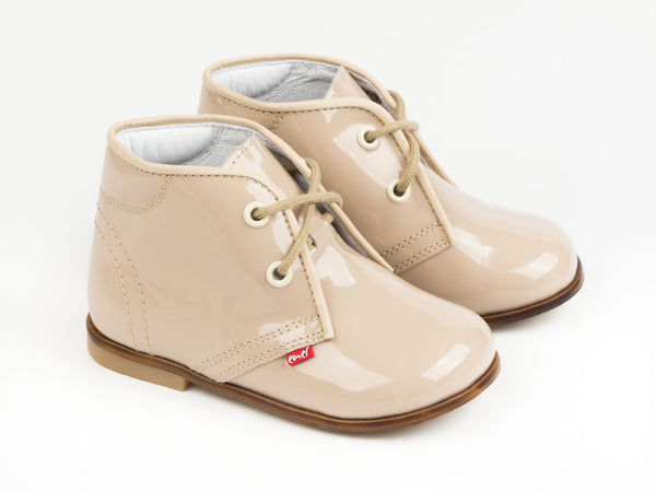 Emel Nude Patent Leather Lace Up Shoes (e2393-2)