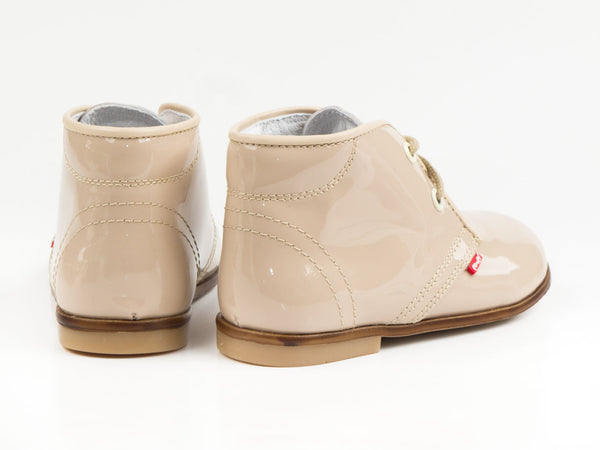 Emel Nude Patent Leather Lace Up Shoes (e2393-2)