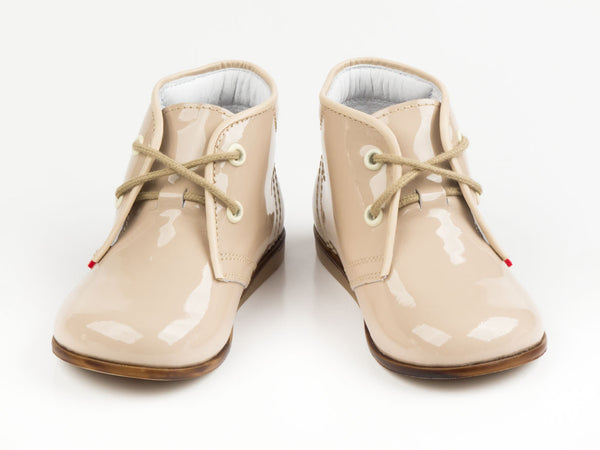 Emel Nude Patent Leather Lace Up Shoes (e2393-2)