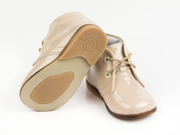 Emel Nude Patent Leather Lace Up Shoes (e2393-2)