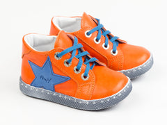 Emel Orange/Blue Leather Lace Up Sneakers (e2498-1)
