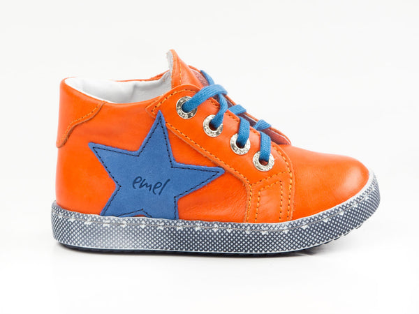 Emel Orange/Blue Leather Lace Up Sneakers (e2498-1)