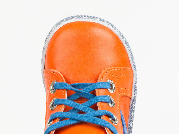 Emel Orange/Blue Leather Lace Up Sneakers (e2498-1)