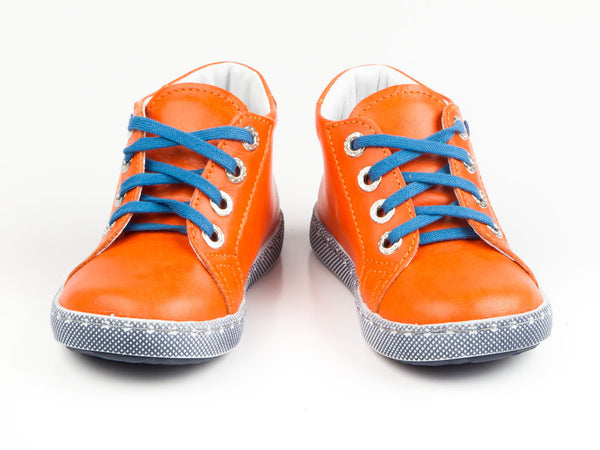 Emel Orange/Blue Leather Lace Up Sneakers (e2498-1)