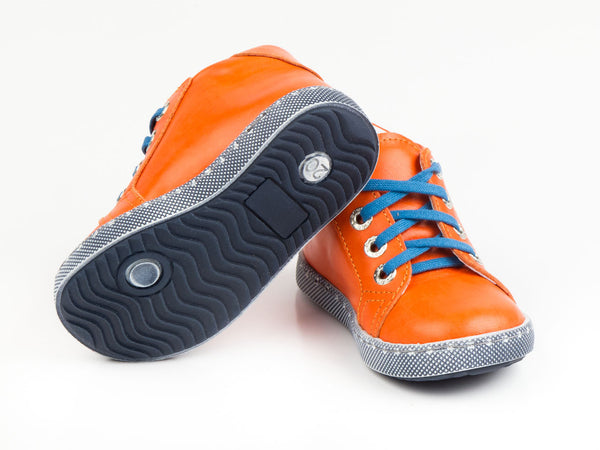 Emel Orange/Blue Leather Lace Up Sneakers (e2498-1)