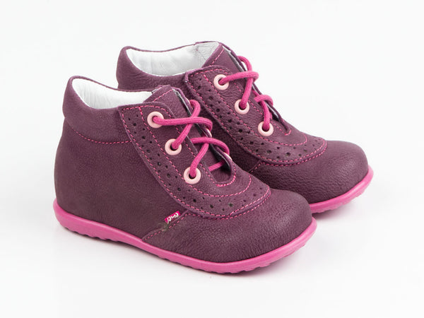 Emel Purple Leather Lace Up Casual Shoes (e716-1)