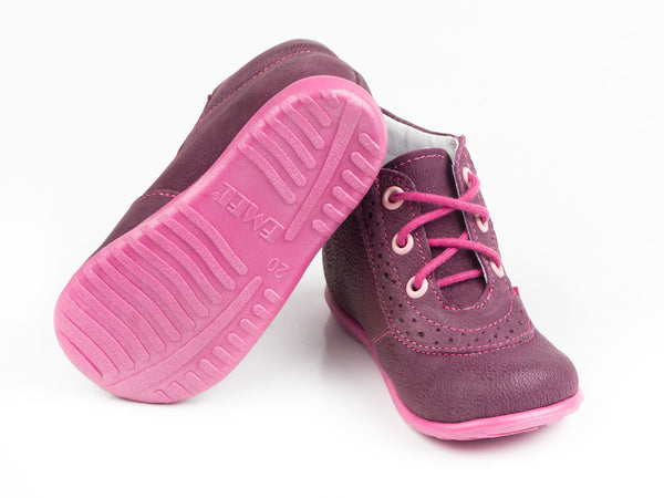 Emel Purple Leather Lace Up Casual Shoes (e716-1)